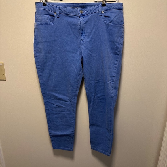 Michael Kors Woman's Izzy Cropped Skinny Cornflower Blue 5 pocket Size 14 EUC - Picture 2 of 7